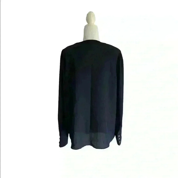 Grace Sheer Navy Blue Long Sleeve Tunic Top Size L - Picture 2 of 7